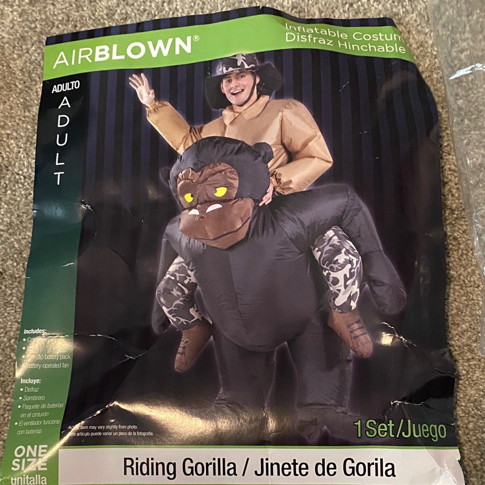 Blow up riding gorilla costume